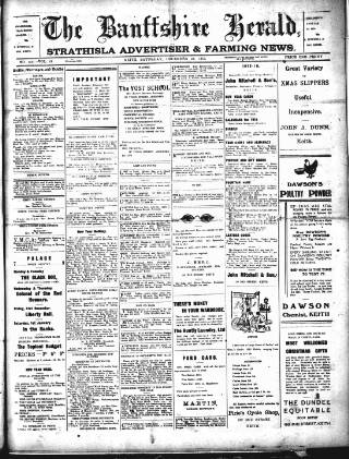 cover page of Banffshire Herald published on December 25, 1915