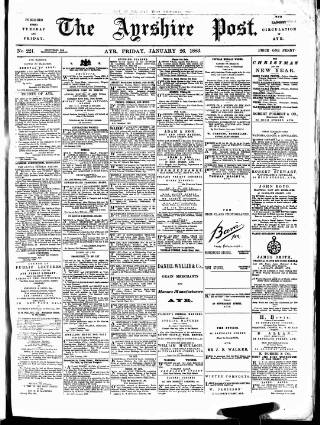 cover page of Ayrshire Post published on January 26, 1883