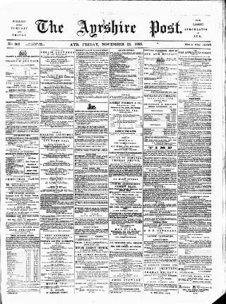 cover page of Ayrshire Post published on November 23, 1883