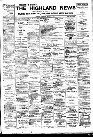 cover page of Highland News published on January 26, 1895