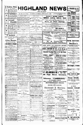 cover page of Highland News published on November 23, 1907