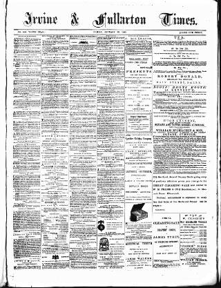 cover page of Irvine Times published on January 26, 1883