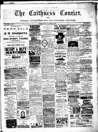 cover page of Caithness Courier published on November 23, 1883