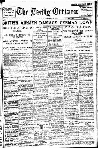 cover page of Daily Citizen (Manchester) published on November 23, 1914