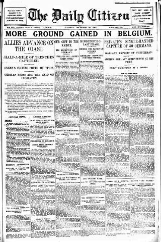 cover page of Daily Citizen (Manchester) published on December 29, 1914