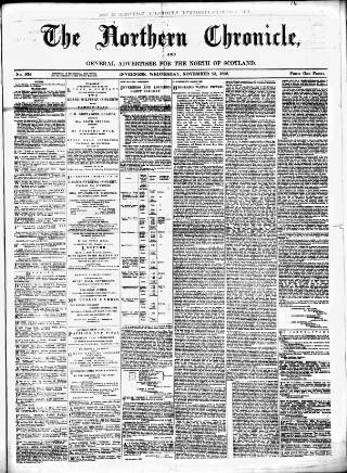 cover page of Northern Chronicle and General Advertiser for the North of Scotland published on November 23, 1898