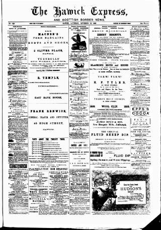 cover page of Hawick Express published on November 23, 1889