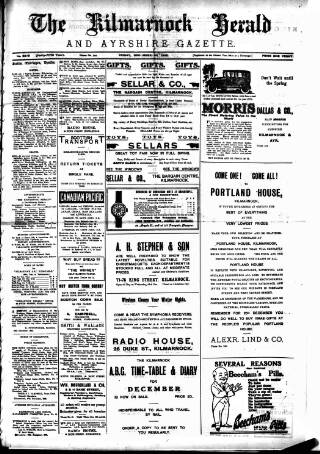 cover page of Kilmarnock Herald and North Ayrshire Gazette published on December 25, 1925