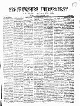 cover page of Renfrewshire Independent published on December 25, 1858