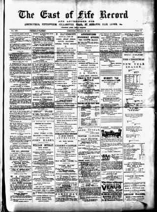 cover page of East of Fife Record published on December 25, 1891