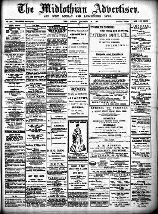 cover page of Midlothian Advertiser published on November 23, 1907