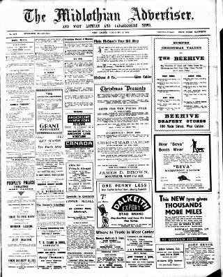 cover page of Midlothian Advertiser published on December 25, 1931