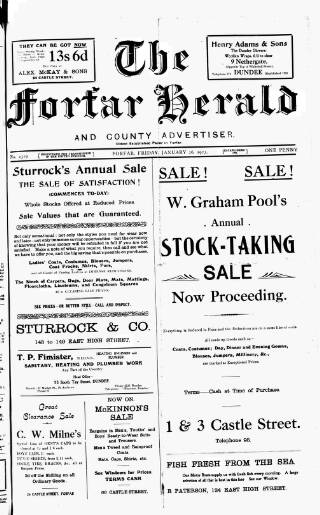 cover page of Forfar Herald published on January 26, 1923