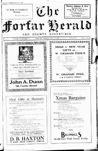 cover page of Forfar Herald published on December 25, 1925