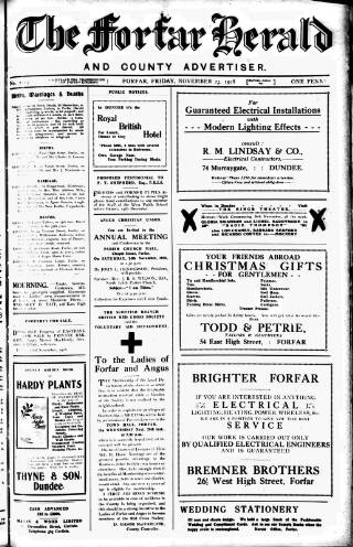 cover page of Forfar Herald published on November 23, 1928