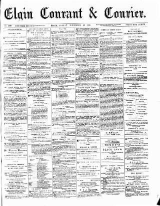 cover page of Elgin Courant, and Morayshire Advertiser published on November 23, 1888