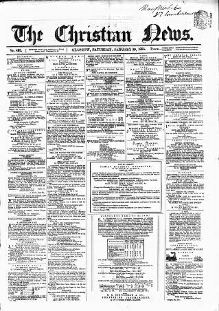 cover page of Christian News published on January 26, 1856