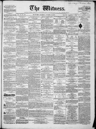 cover page of Witness (Edinburgh) published on November 23, 1850