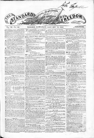 cover page of Standard of Freedom published on January 26, 1850