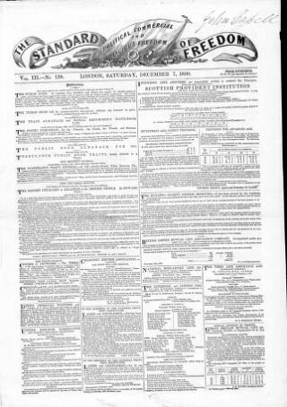 cover page of Standard of Freedom published on December 7, 1850