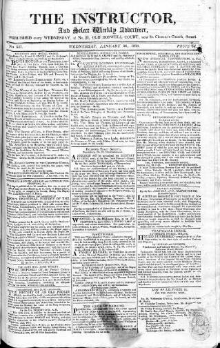 cover page of Instructor and Select Weekly Advertiser published on January 26, 1814