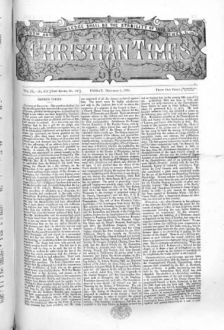 cover page of Christian Times published on December 2, 1870