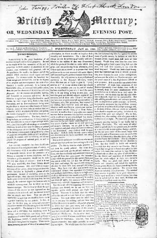 cover page of British Mercury or Wednesday Evening Post published on January 26, 1820