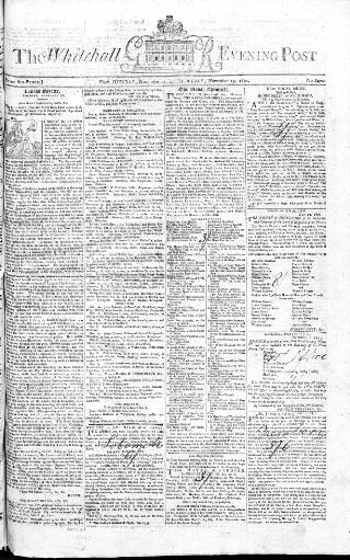 cover page of Whitehall Evening Post published on November 19, 1801