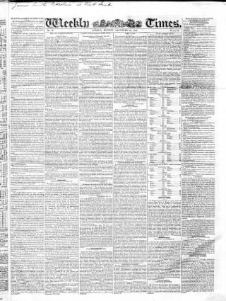 cover page of Weekly Times (London) published on December 25, 1826