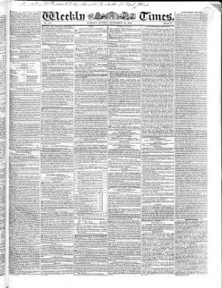 cover page of Weekly Times (London) published on November 23, 1828