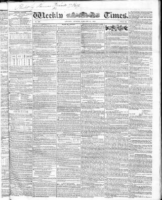 cover page of Weekly Times (London) published on January 15, 1832