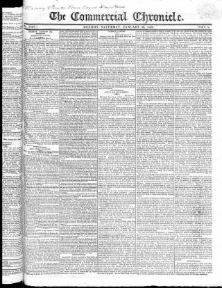 cover page of Commercial Chronicle (London) published on January 26, 1822