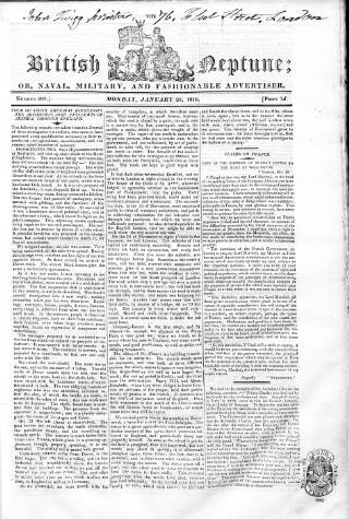 cover page of British Neptune published on January 26, 1818