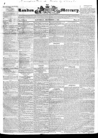 cover page of London Mercury published on December 9, 1826