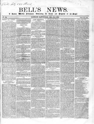 cover page of Bell's News published on December 13, 1856