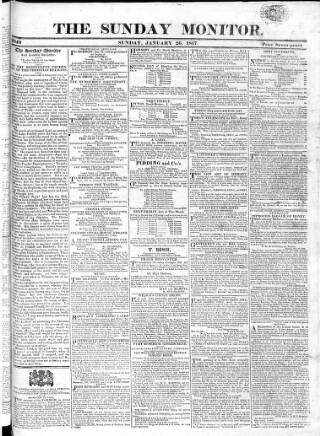 cover page of Johnson's Sunday Monitor published on January 26, 1817