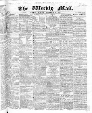 cover page of Weekly Mail (London) published on November 6, 1859