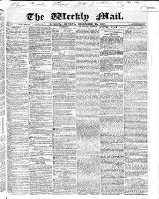 cover page of Weekly Mail (London) published on December 25, 1859