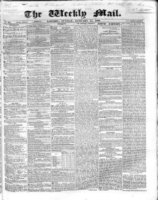 cover page of Weekly Mail (London) published on January 15, 1860