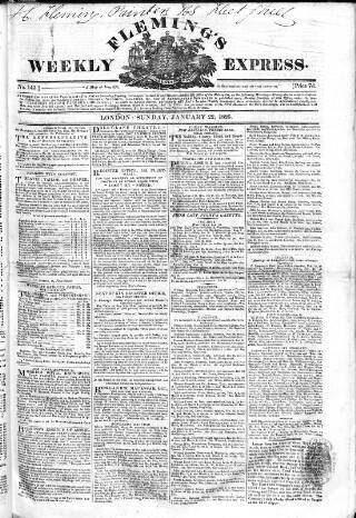 cover page of Fleming's Weekly Express published on January 22, 1826