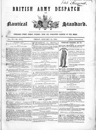 cover page of British Army Despatch published on January 26, 1855