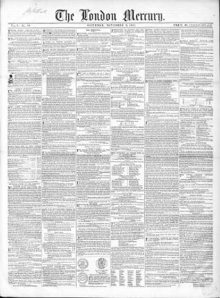 cover page of London Mercury 1847 published on November 6, 1847