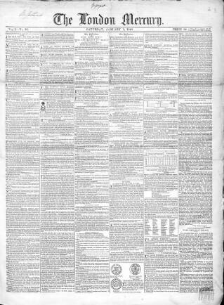 cover page of London Mercury 1847 published on January 1, 1848