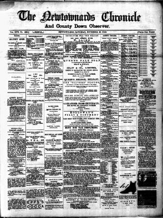 cover page of Newtownards Chronicle & Co. Down Observer published on November 23, 1889