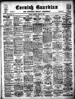 cover page of Cornish Guardian published on January 26, 1928