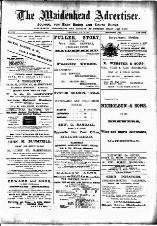 cover page of Maidenhead Advertiser published on November 23, 1904