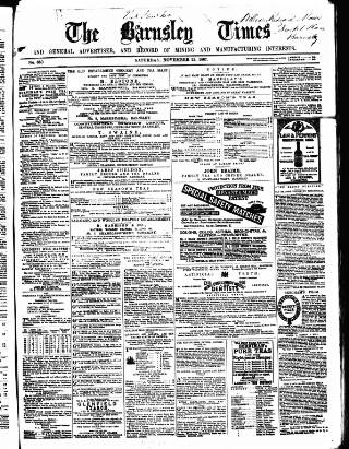 cover page of Barnsley Independent published on November 23, 1867