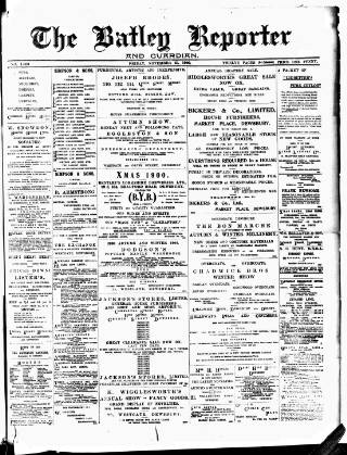 cover page of Batley Reporter and Guardian published on November 23, 1900