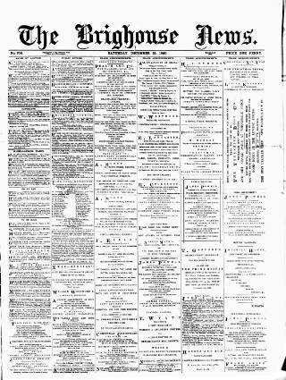 cover page of Brighouse News published on December 25, 1880