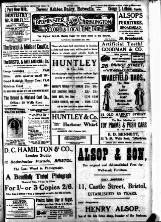 cover page of South Bristol Free Press and Bedminster, Knowle & Brislington Record published on December 25, 1909